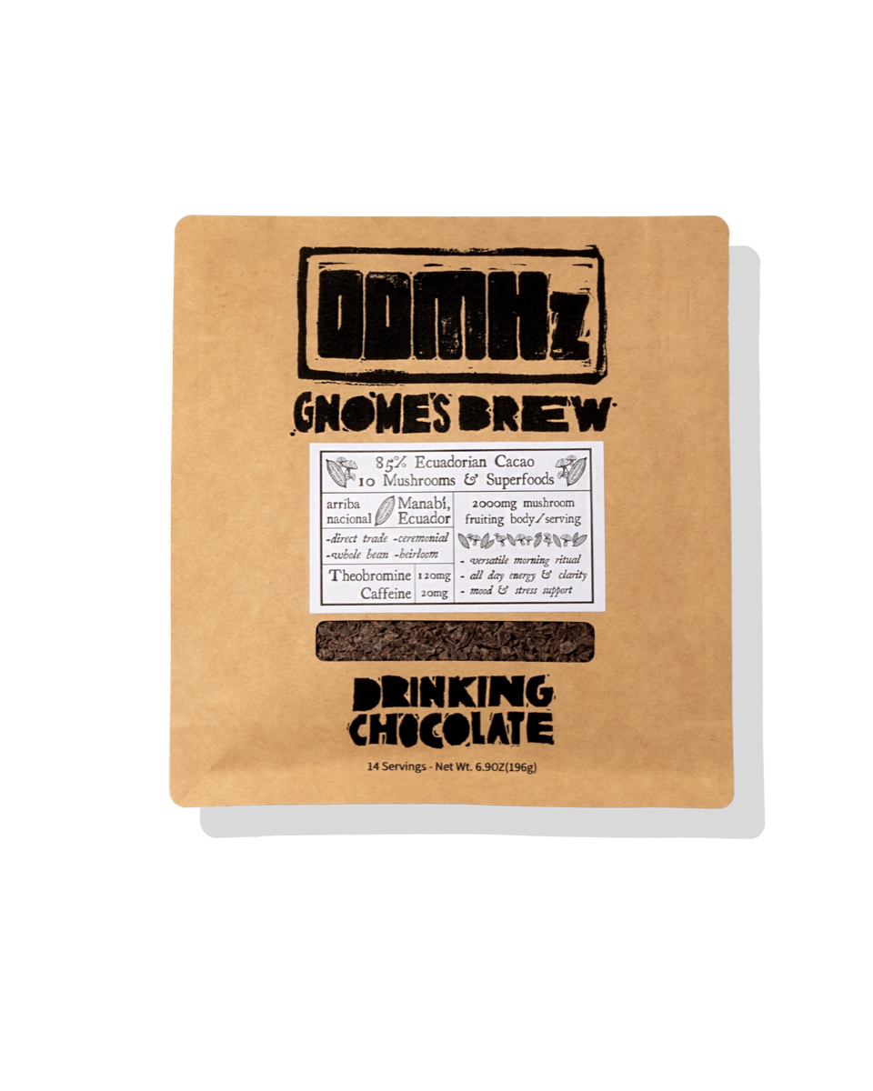 Front of the Gnome’s Brew drinking chocolate pouch