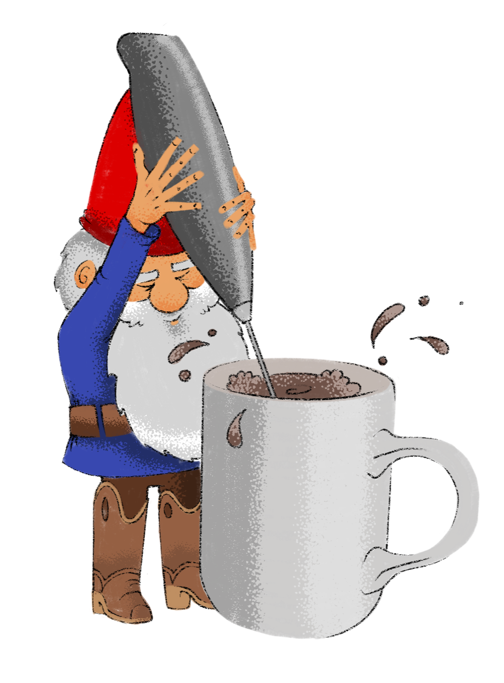 Mycilio frothing a cup of Gnome’s Brew