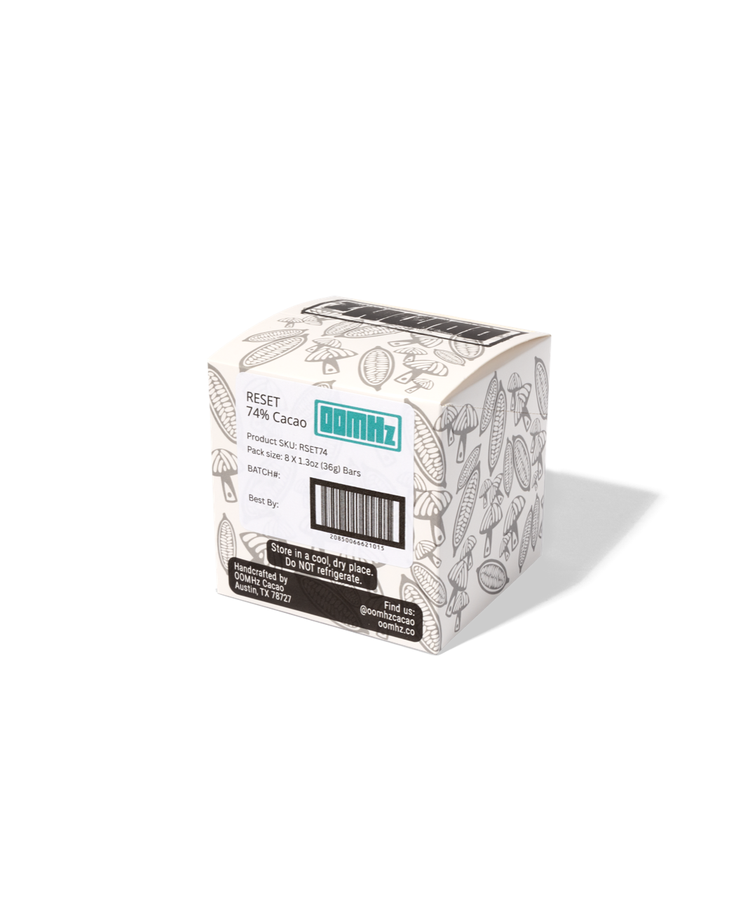 Rear view of the closed Reset retail carton